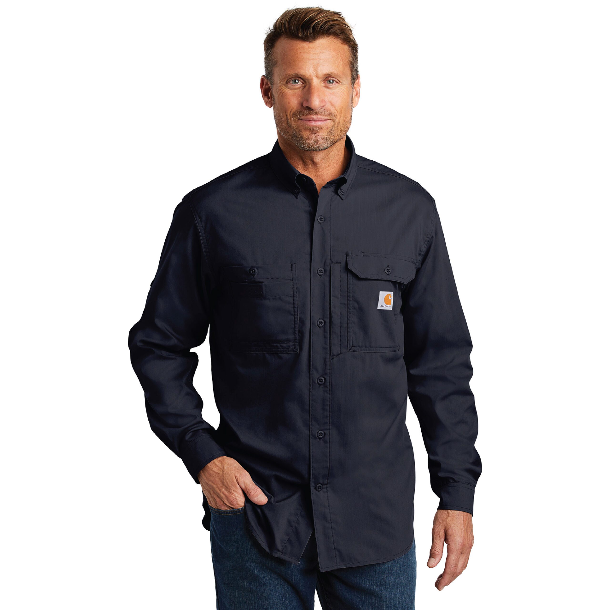 Carhartt Force® Ridgefield Solid Long Sleeve Shirt #CT102418 Navy