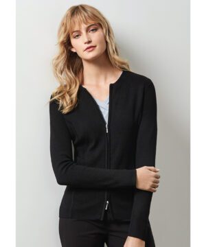 Biz Collection Ladies 2-Way Zip Cardigan #LC3505 Black