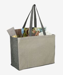 PCNA Recycled Cotton Contrast Side Shopper Tote #SM-7218 Natural Angled