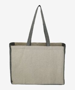 PCNA Recycled Cotton Contrast Side Shopper Tote #SM-7218 Natural Side
