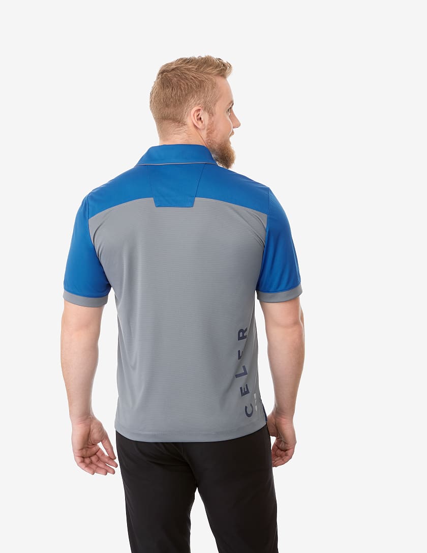 Trimark Men's MACK Short Sleeve Polo #TM16308 Olympic Blue / Grey Back
