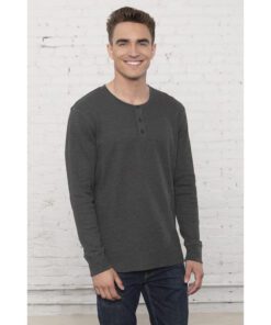 ATC™ ESACTIVE® VINTAGE THERMAL LONG SLEEVE HENLEY #ATC8064 Charcoal Heather Front