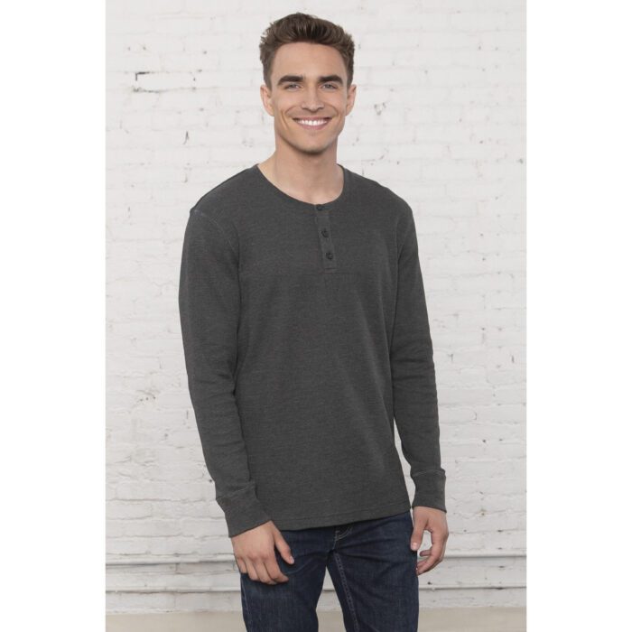 ATC™ ESACTIVE® VINTAGE THERMAL LONG SLEEVE HENLEY #ATC8064 Charcoal Heather Front