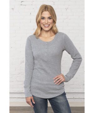 ATC™ ESACTIVE® VINTAGE THERMAL LONG SLEEVE LADIES' HENLEY #ATC8064L Heather Grey Front