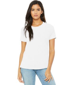 Bella + Canvas Ladies' Relaxed Jersey Short-Sleeve T-Shirt #B6400 White Front