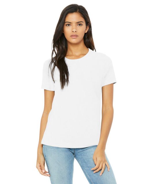 Bella + Canvas Ladies' Relaxed Jersey Short-Sleeve T-Shirt #B6400 White Front