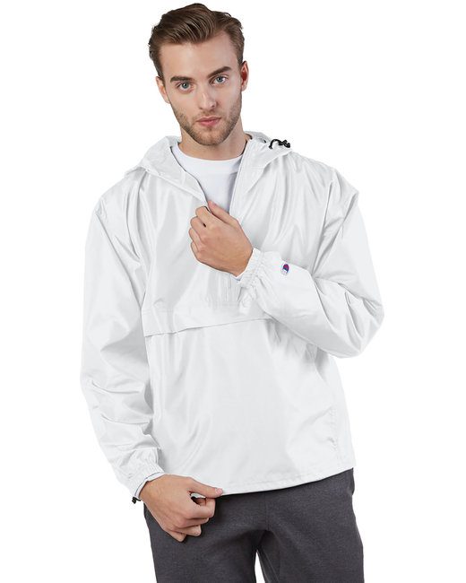 Champion Adult Packable Anorak 1/4 Zip Jacket #CO200 White