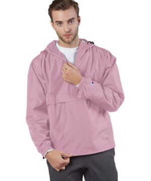 Champion Adult Packable Anorak 1/4 Zip Jacket #CO200 Pink