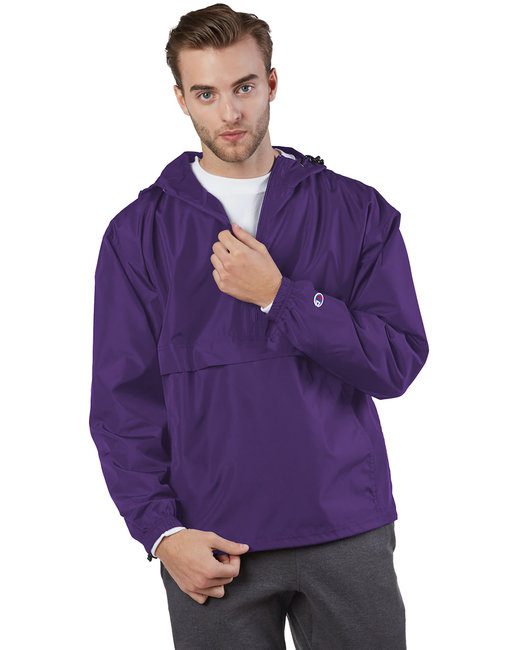 Champion Adult Packable Anorak 1/4 Zip Jacket #CO200 Ravens Purple