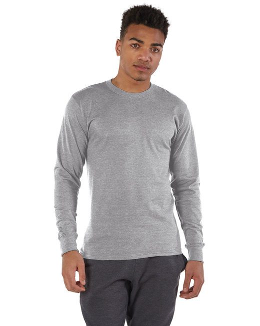 Champion Long Sleeve T-Shirt #CC8C Oxford Grey