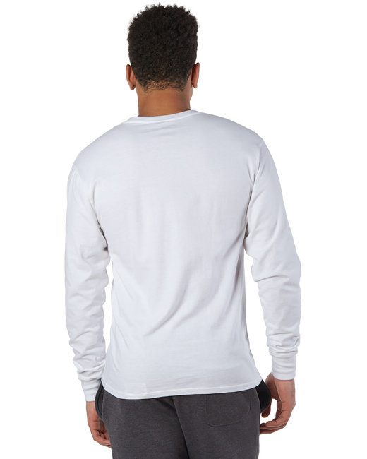Champion Adult Long-Sleeve Ringspun T-Shirt #CP15 White Back