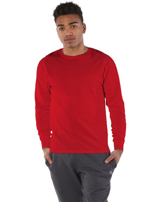 Champion Adult Long-Sleeve Ringspun T-Shirt #CP15 Red