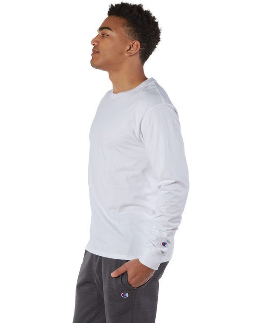 Champion Adult Long-Sleeve Ringspun T-Shirt #CP15 White Side