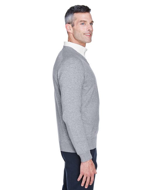 Devon & Jones Men's V-Neck Sweater #D475 Heather Grey Side