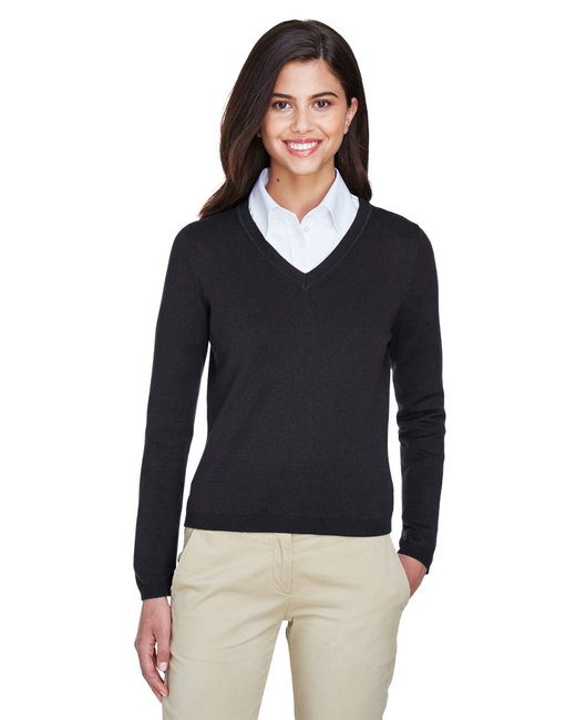 Devon & Jones Ladies' V-Neck Sweater #D475W Black