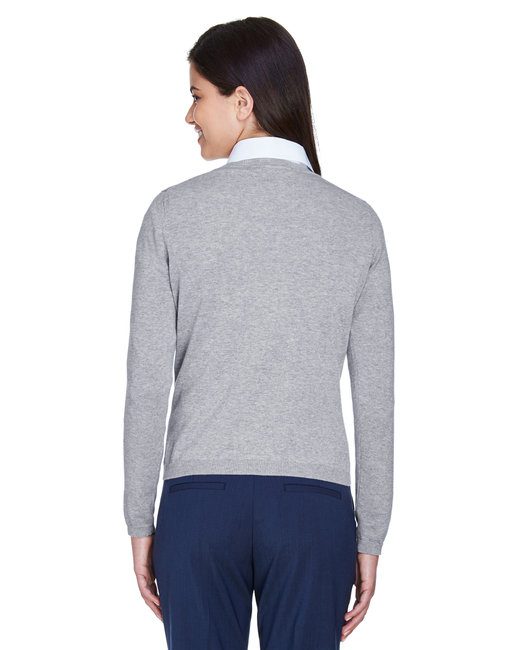 Devon & Jones Ladies' V-Neck Sweater #D475W Heather Grey Back