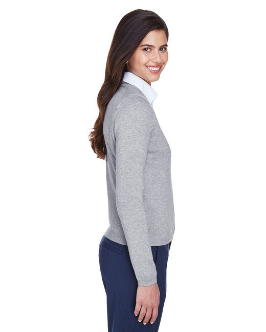 Devon & Jones Ladies' V-Neck Sweater #D475W Heather Grey Side