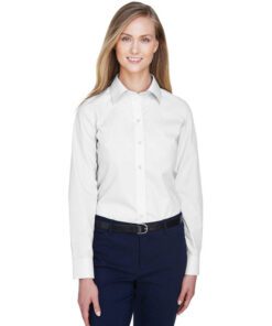Devon & Jones Ladies' Crown Woven Collection® Solid Broadcloth #D620W White Front