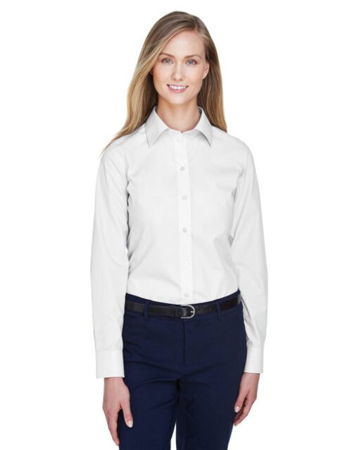 Devon & Jones Ladies' Crown Woven Collection® Solid Broadcloth #D620W White Front