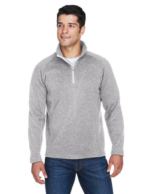 Devon & Jones Adult Bristol Sweater Fleece Quarter-Zip #DG792 Heather Grey