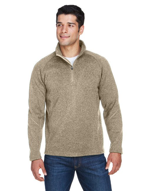 Devon & Jones Adult Bristol Sweater Fleece Quarter-Zip #DG792 Khaki Heather