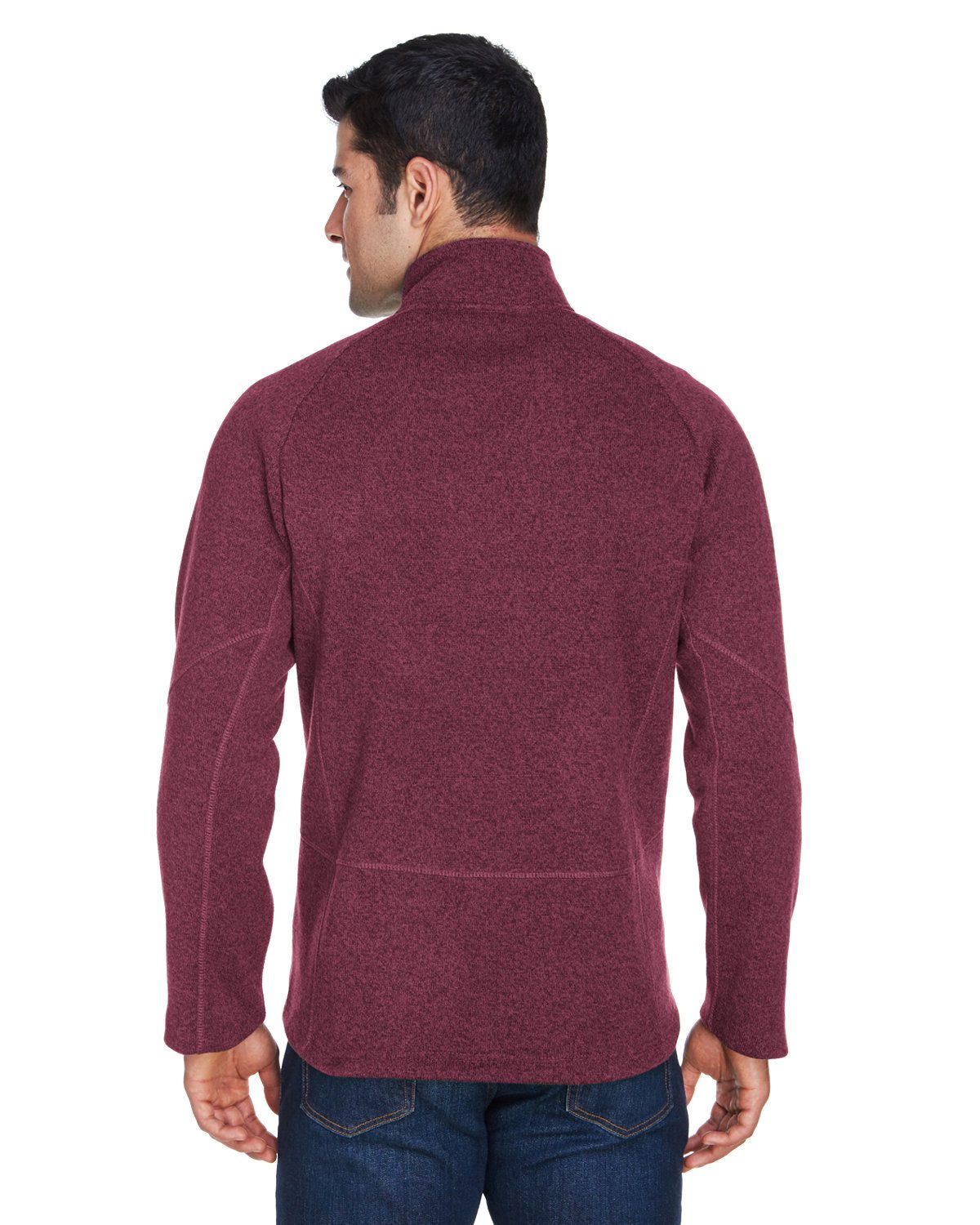 Devon & Jones Adult Bristol Sweater Fleece Quarter-Zip #DG792 Burgundy Heather Back