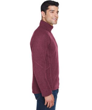 Devon & Jones Adult Bristol Sweater Fleece Quarter-Zip #DG792 Burgundy Heather Side