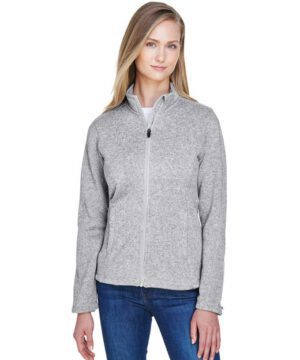 Devon & Jones Ladies' Bristol Full-Zip Sweater Fleece Jacket #DG793W Heather Grey Front