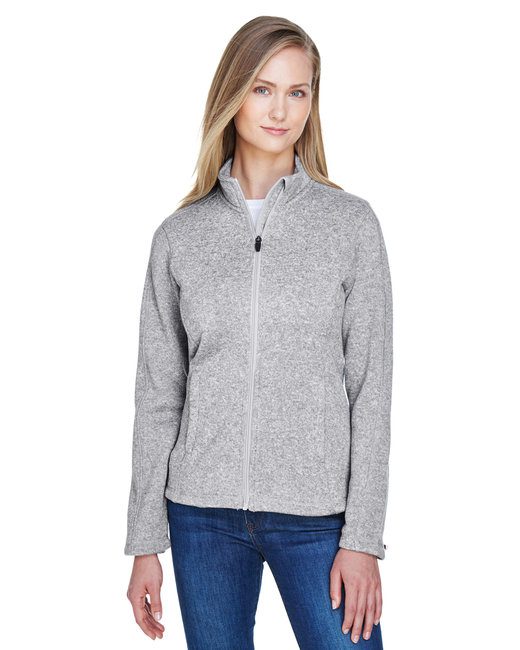 Devon & Jones Ladies' Bristol Full-Zip Sweater Fleece Jacket #DG793W Heather Grey Front