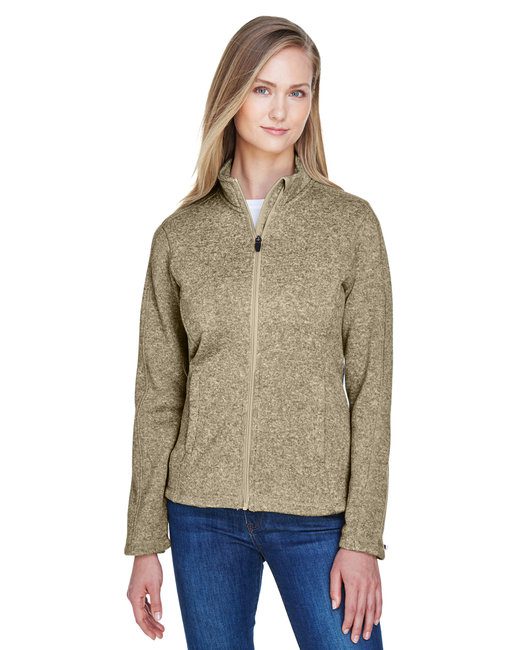 Devon & Jones Ladies' Bristol Full-Zip Sweater Fleece Jacket #DG793W Khaki Heather