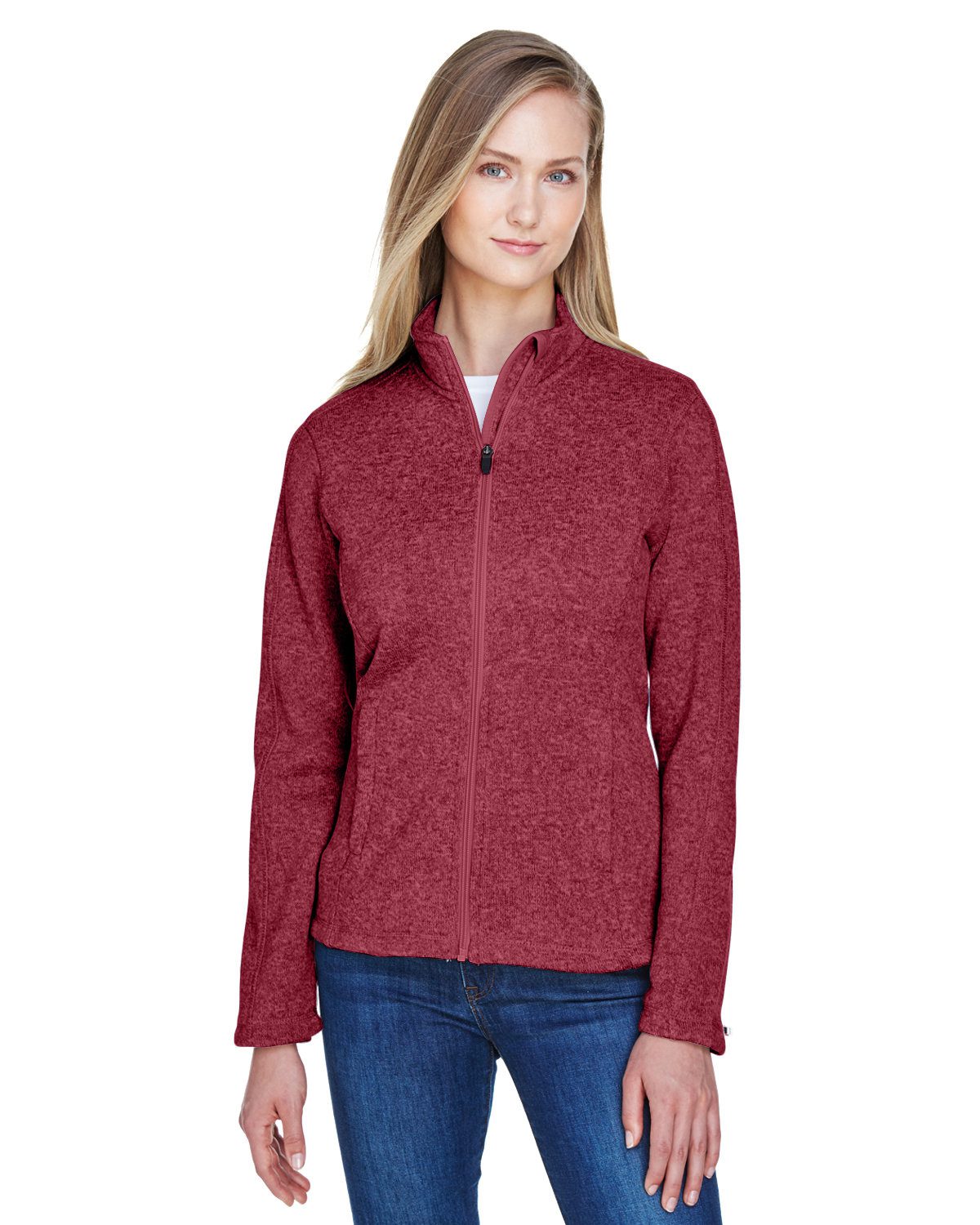 Devon & Jones Ladies' Bristol Full-Zip Sweater Fleece Jacket #DG793W Red Heather