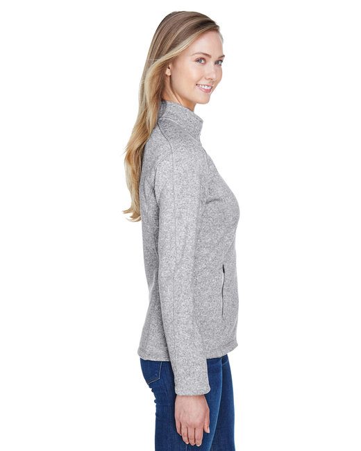 Devon & Jones Ladies' Bristol Full-Zip Sweater Fleece Jacket #DG793W Heather Grey Side