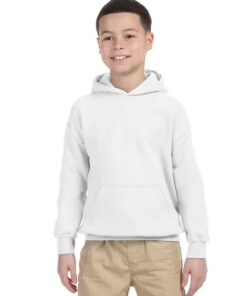 Gildan Youth Heavy Blend™ 8 oz., 50/50 Hooded Sweatshirt #18500B White Front