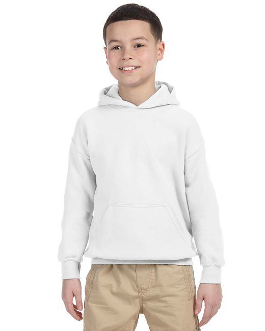 Gildan Youth Heavy Blend™ 8 oz., 50/50 Hooded Sweatshirt #18500B White Front