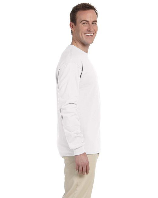 Gildan Adult Ultra Cotton® Long-Sleeve T-Shirt #2400 White Side