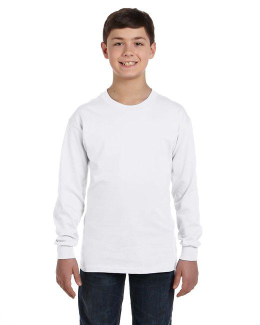 Gildan Youth Heavy Cotton™ Long-Sleeve T-Shirt #5400 White