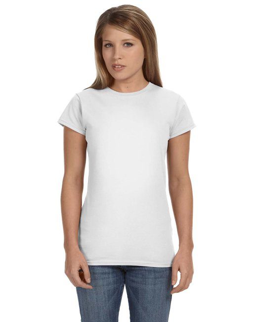 Gildan Ladies' Softstyle® Fitted T-Shirt #64000L White Front