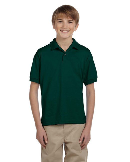 Gildan Youth 50/50 Jersey Polo #8800B Forest Green Front