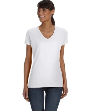 Fruit of the Loom Ladies' HD Cotton™ V-Neck T-Shirt #L39VR White Front