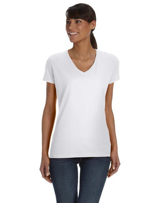 Fruit of the Loom Ladies' HD Cotton™ V-Neck T-Shirt #L39VR White Front