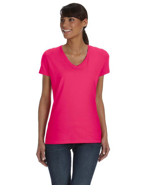 Fruit of the Loom Ladies' HD Cotton™ V-Neck T-Shirt #L39VR Pink