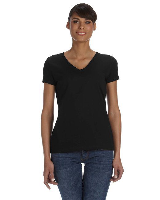 Fruit of the Loom Ladies' HD Cotton™ V-Neck T-Shirt #L39VR Black