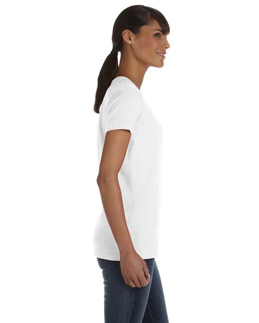 Fruit of the Loom Ladies' HD Cotton™ V-Neck T-Shirt #L39VR White Side