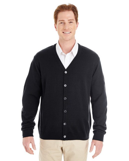 Harriton Men's Pilbloc™ V-Neck Button Cardigan Sweater #M425 Black