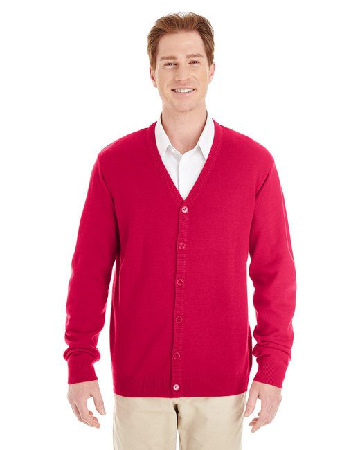 Harriton Men's Pilbloc™ V-Neck Button Cardigan Sweater #M425 Red