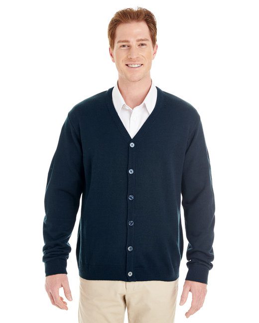 Harriton Men's Pilbloc™ V-Neck Button Cardigan Sweater #M425 Navy