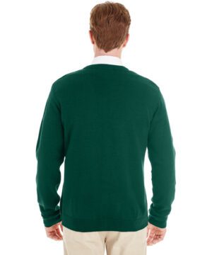 Harriton Men's Pilbloc™ V-Neck Button Cardigan Sweater #M425 Hunter Green Back