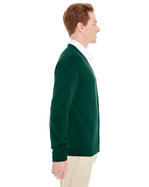 Harriton Men's Pilbloc™ V-Neck Button Cardigan Sweater #M425 Hunter Green Side