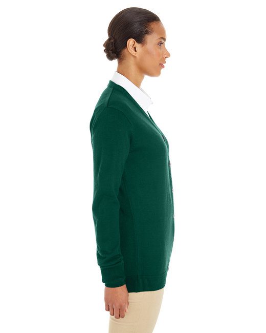 Harriton Ladies' Pilbloc™ V-Neck Button Cardigan Sweater #M425W Hunter Green Side