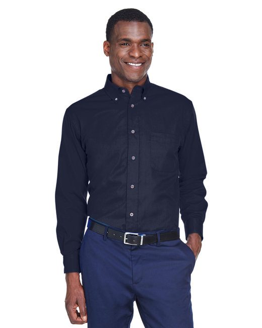 Harriton Men's Easy Blend™ Long-Sleeve Twill Shirt #M500 Navy
